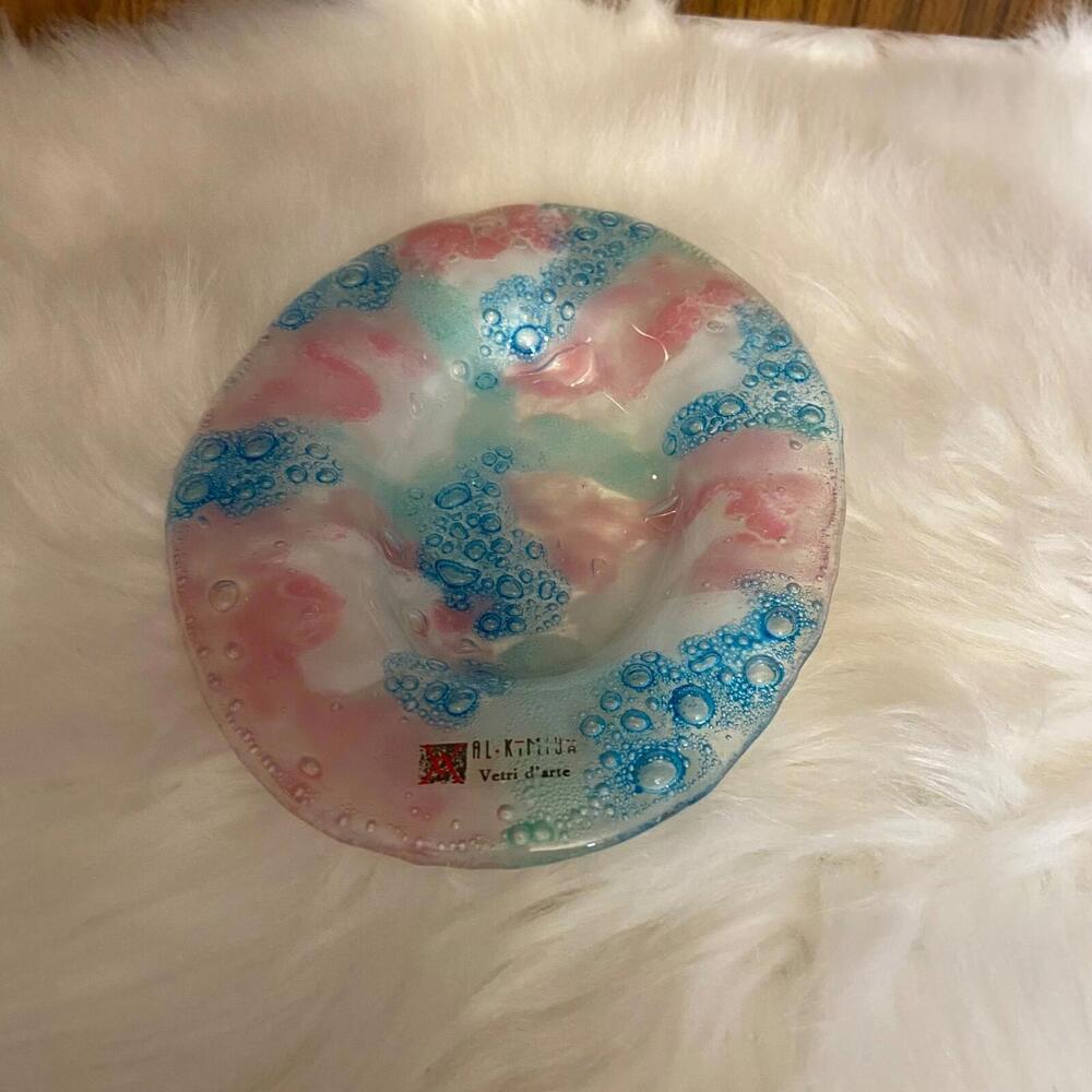 Rare Vtg Al Kimiya Vetri d'arte Hand Blown Glass Bowl